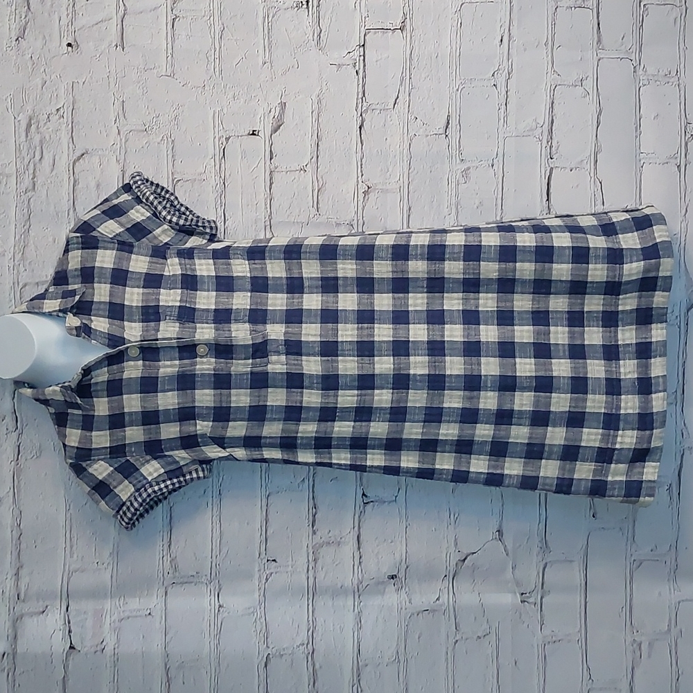 Gingham Double Gauze J. Crew Blue Buffalo Check Cotton Dress XXS